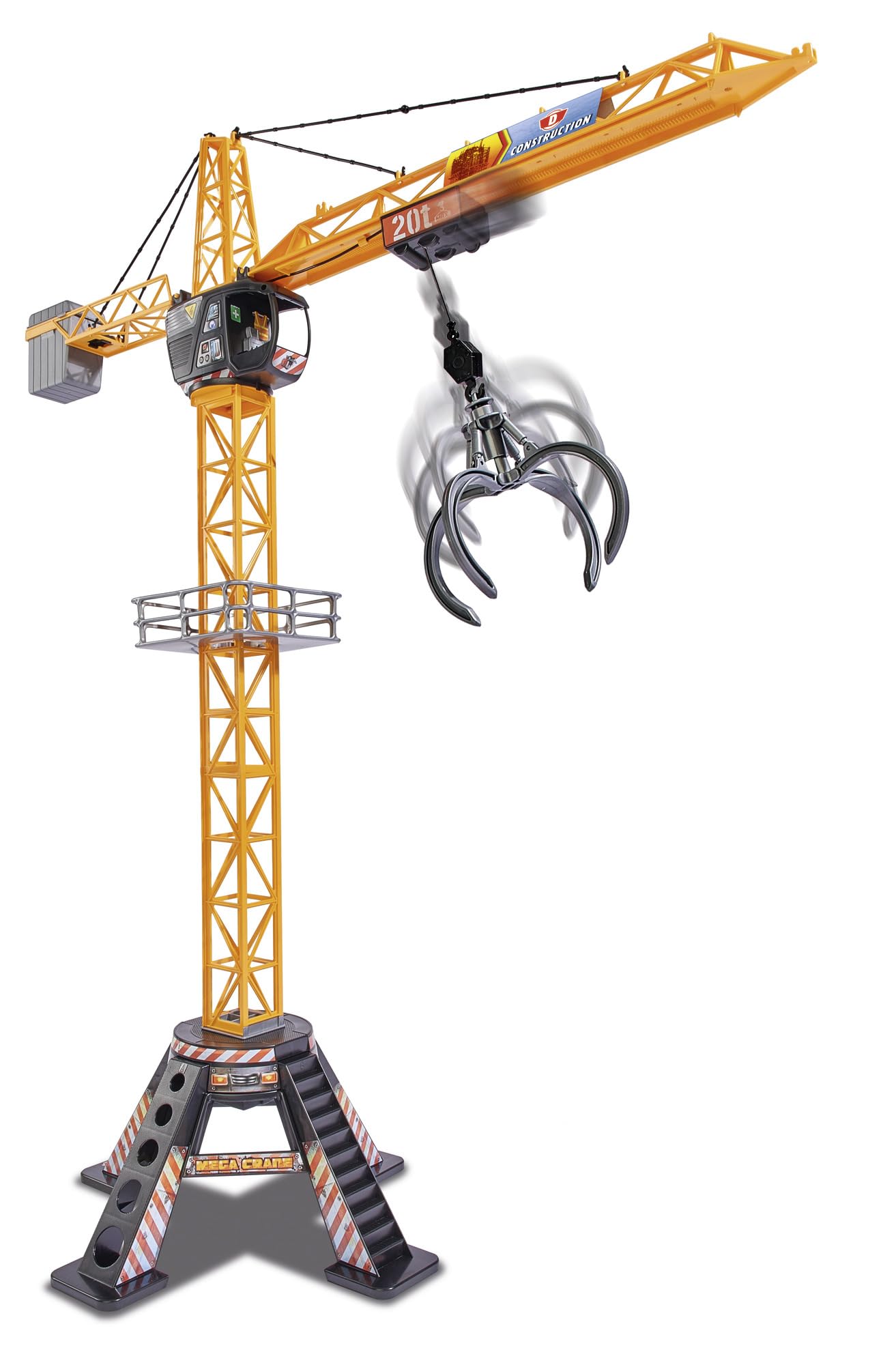 Dickie Toys Mega Crane (120 cm) - Kran Spielzeug mit Fernbedienung für Kinder von 3-5 Jahren - Baustellenfahrzeuge Kinder Set mit Seilwinde, Greifarm & Lastentrage, 350° drehbar - 201139012