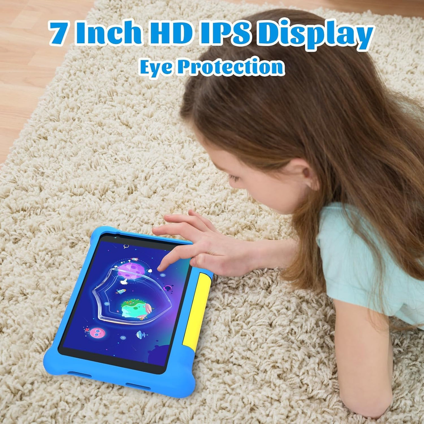 Freeski Tablet für Kinder, 7 Zoll Tablets für Kinder, Android 13 Tablet, 5GB+32GB, IPS HD, WiFi, Bluetooth, Dual Camera, Child Safety, Schutzhülle (Blau)