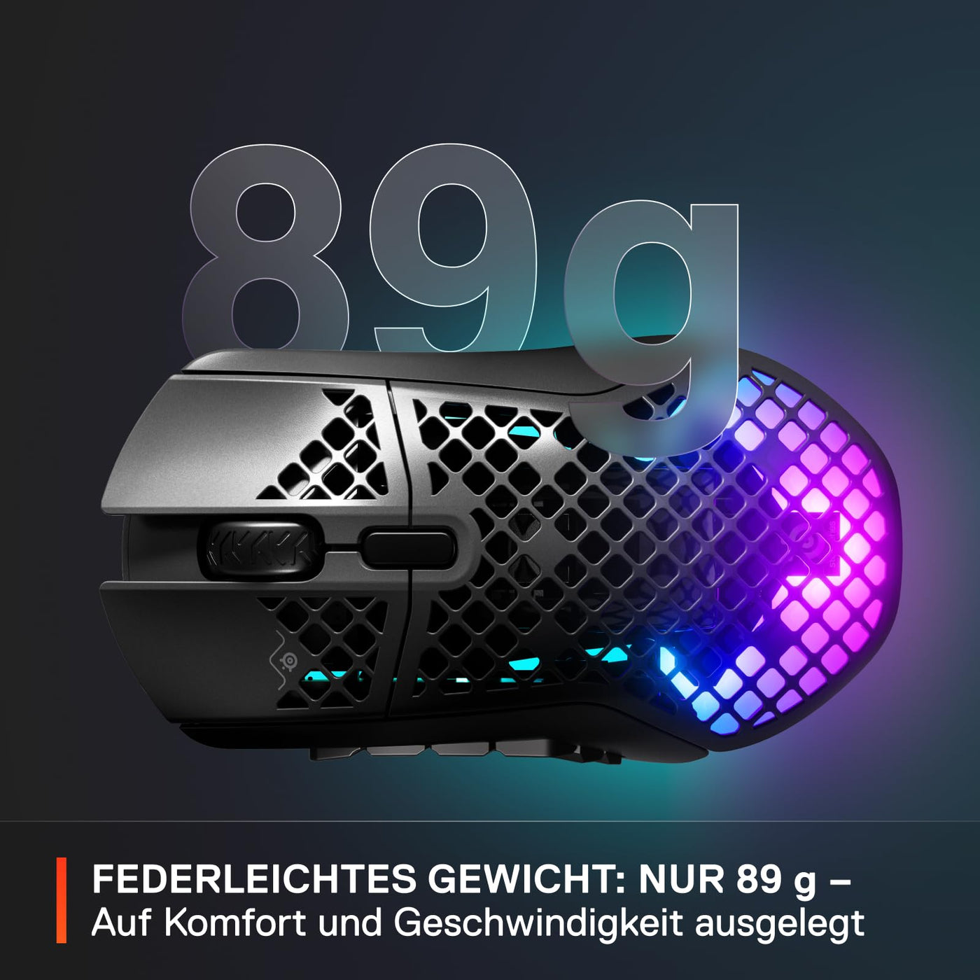 SteelSeries Aerox 9 Wireless - RGB Gaming-Mouse mit Öffnungen in der Oberfläche - Federleichtes, wasserabweisendes Design - 18 Tasten - Bluetooth/2,4 GHz – Optischer TrueMove Air-Sensor mit 18.000 DPI