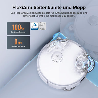 roborock Qrevo Edge S5A Saugroboter mit Wischfunktion,Dual Anti-Tangle-System,17.000Pa,FlexiArm Design™ Kantenreinigung,Hebarem Wischmopp,75℃ Heißwasser-Moppwäsche (Weiß)