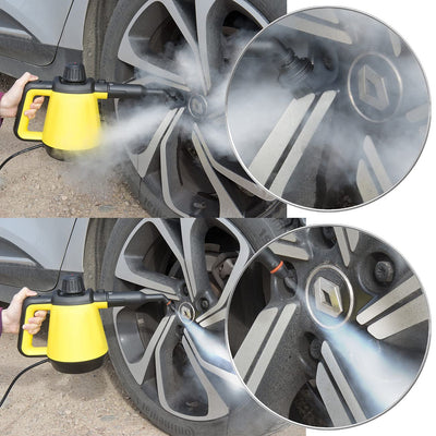 Sichler Haushaltsgeräte Balkonreiniger: 2in1-Hand-Dampfreiniger, Dampf-Mopp &-Besen, 16-tlg. Zubehör, 1.200 W (Fugenreiniger, tragbarer Dampfreiniger, Polsterreiniger)