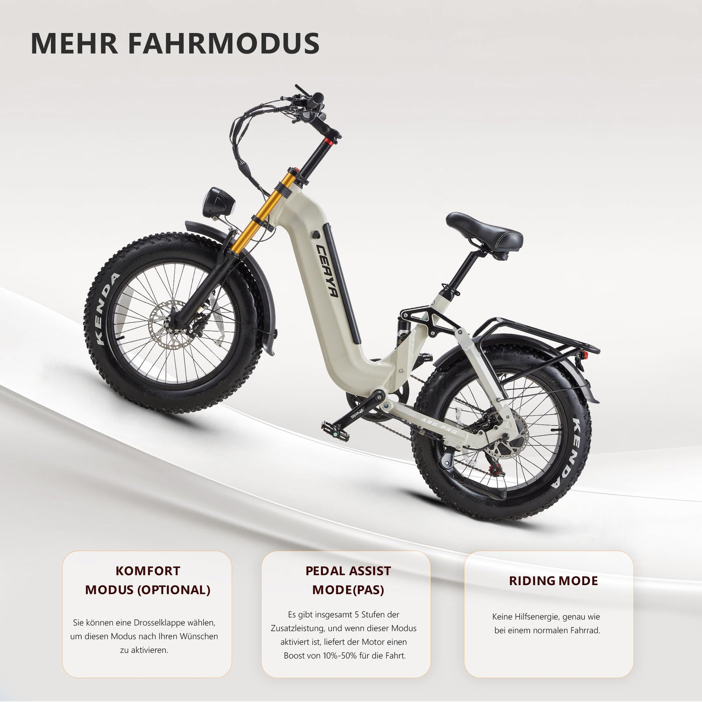 Ficyacto Elektrofahrräder 20x4.0 Zoll E-Bike Herren Damen Mit 48V 20AH Akku All-Terrain E-Mountainbike,7-Gang-Getriebe,Vollfederung City Ebike