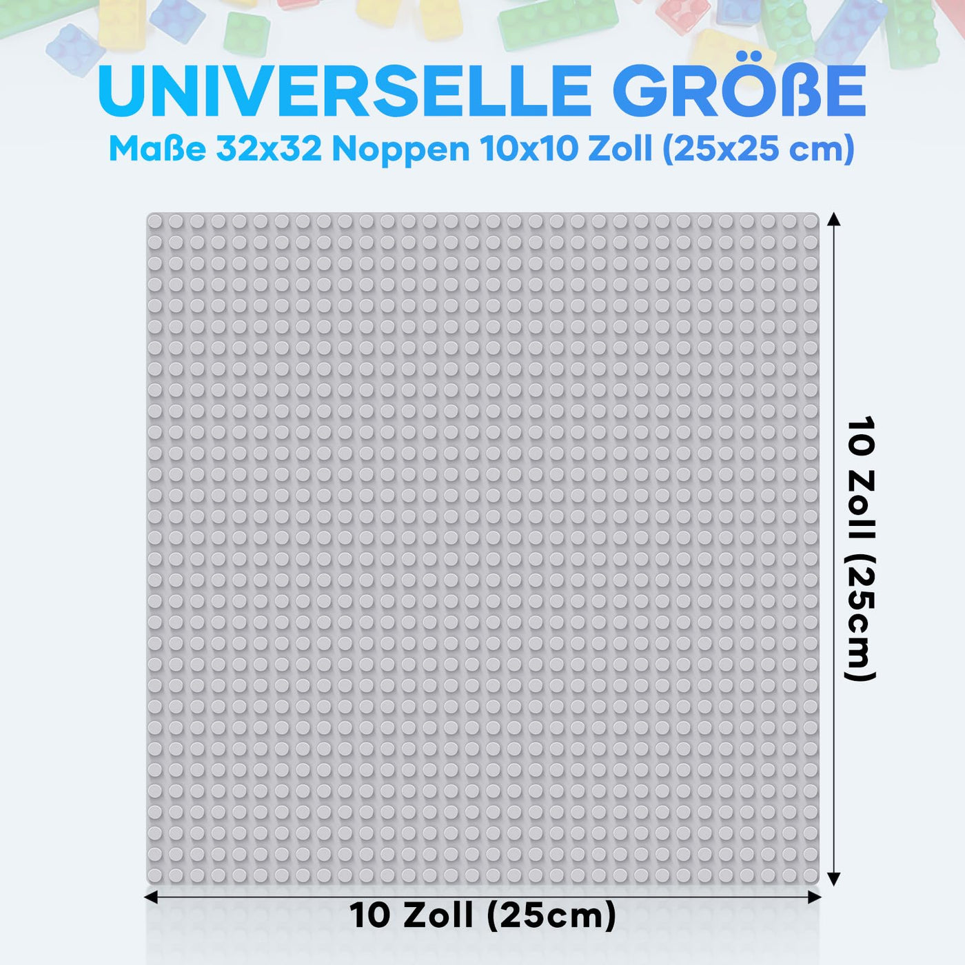 Mlikero 10 Klassische Grundplatten Bauplatte für Bausteine, 25*25cm Bauplatten kompatibel mit Allen großen Marken und Bausteine Spieltisch, Classic Platten Set Geeignet für Bauherren ab 3 Jahren, Grau