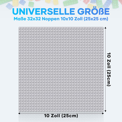 Mlikero 10 Klassische Grundplatten Bauplatte für Bausteine, 25*25cm Bauplatten kompatibel mit Allen großen Marken und Bausteine Spieltisch, Classic Platten Set Geeignet für Bauherren ab 3 Jahren, Grau