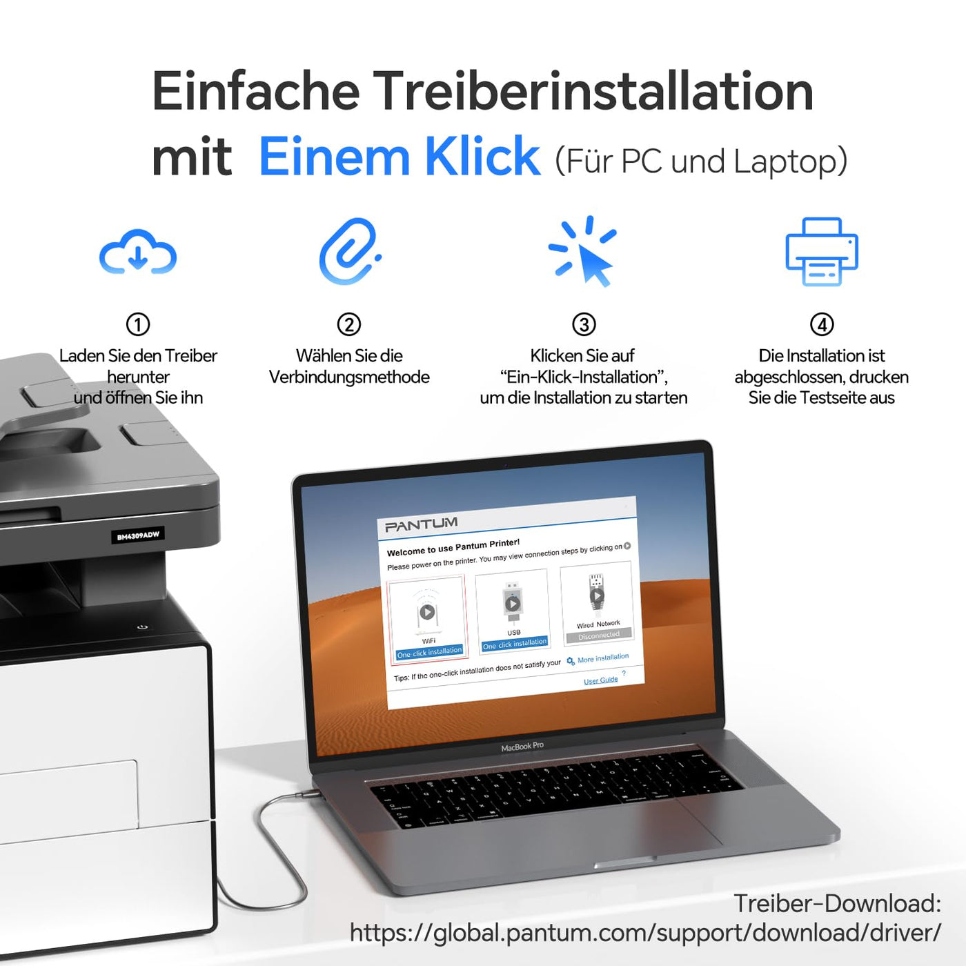 PANTUM BM4309ADW Multifunktionsdrucker Laserdrucker Schwarz Weiss, Automatischer Duplexdruck, Drucker Scanner Kopierer mit ADF, WLAN/LAN/USB, 3,5-Zoll-Touchscreen, 30ppm