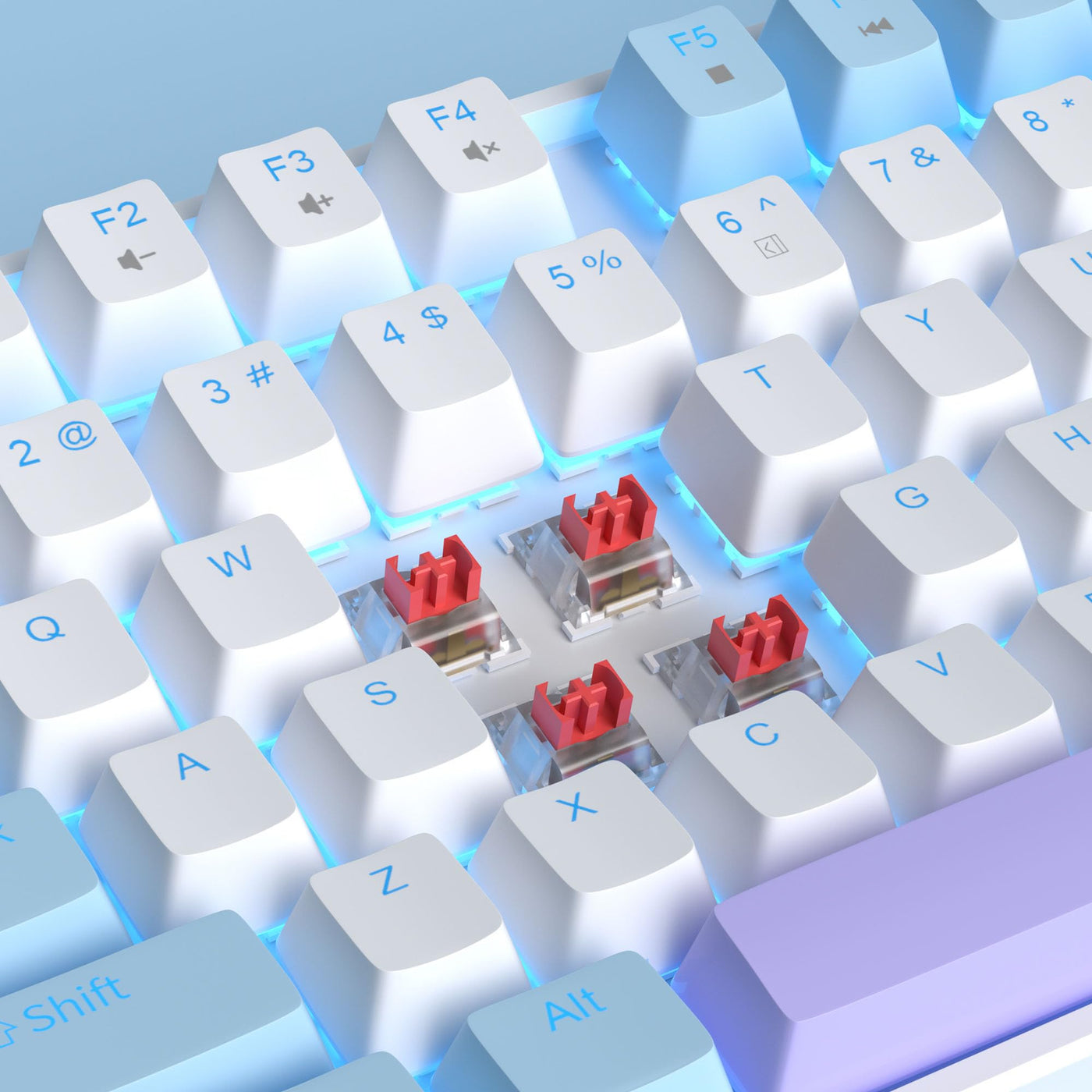 MageGee 75% Mechanische Gaming-Tastatur mit rotem Schalter, LED-Tastatur mit blauer Hintergrundbeleuchtung, kompakte TKL kabelgebundene Computertastatur für Windows Laptop PC Gamer,Weiß/Blau