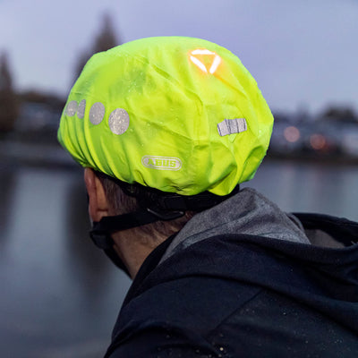 ABUS Regenkappe für Helme - Regenschutz mit dekorativen Reflektoren und Gummizug - wasserabweisend – Gelb