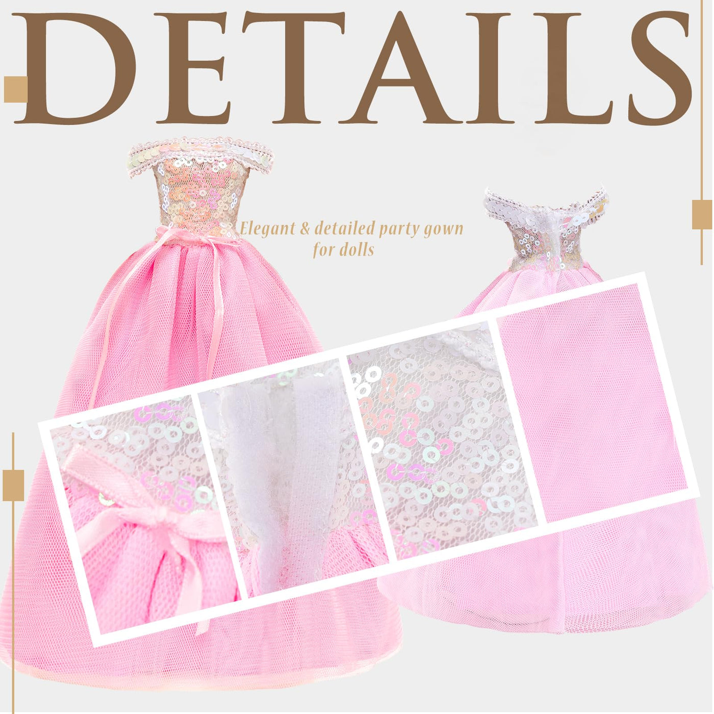 Miunana 15 Fashion Puppen Kleidung Chic Anzüge Party Kleid Pailletten Outfits Stilvolles Kleider mit 6 Paar Schuhe 3 Zubehör für 11.5 Zoll Mädchen Puppen