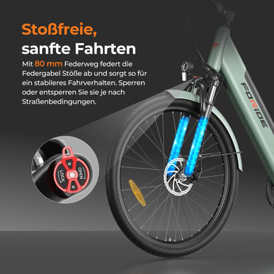 Foride Roamer 1 ST 27,5" E-Bike für Erwachsene, 7 Gang Elektrofahrrad mit Austauschbarem 36V 13Ah Akku, 250W Motor, 25 km/h und 100km Reichweite E-Bike Damen Herren für Städtische Pendler (Grau)