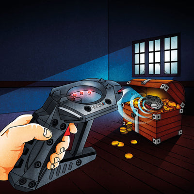 Die drei ??? Peilsender von KOSMOS, Finde das Geheimversteck mit unsichtbarem Ultraschall, Detektor mit LED-Skala zeigt Richtung und Entfernung an, Detektiv Spielzeug Set für Kinder ab 8 Jahre