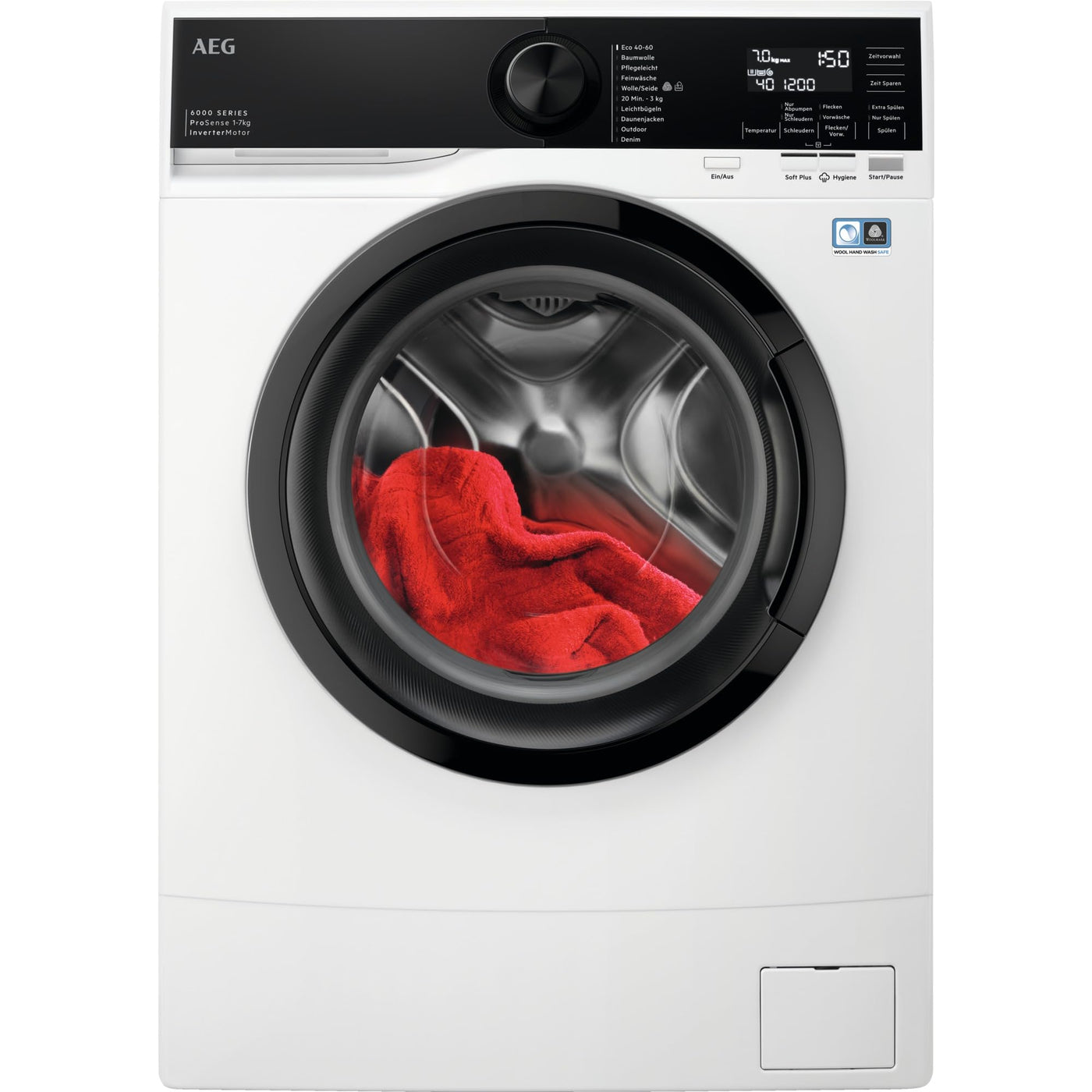 AEG LSR6F75470 Kompakte Waschmaschine mit nur 487 mm Tiefe/Serie 6000 mit ProSense® / 7,0 kg/Leise/Mengenautomatik/Kindersicherung/Wasserstopp / 1400 U/min