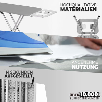 STAHLMANN ® Bügelbrett [110x30 Bügelfäche ] mit rutschfesten Füßen – robuster Bügeltisch [Made IN EU] – extra stabiles Bügelbrett – Tischbügelbrett (grau)