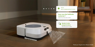 iRobot Braava Jet m6 (m6138) Wischroboter mit Präzisions-Sprühstrahl, Nasswischen und Trockenfegen, Kompatibel mit Sprachassistenten, koppelbar mit Roomba, WLAN, Farbe: weiß/Silber