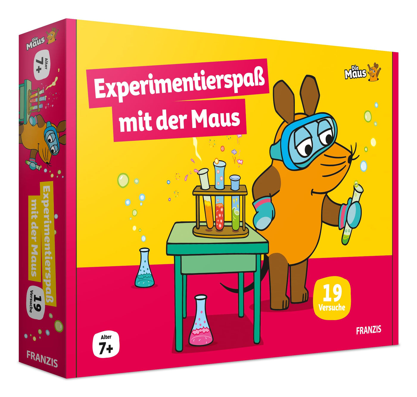 FRANZIS 67232 - Experimentierspaß mit der Maus - Experimentierkasten mit 19 spannenden wissenschaftlichen Versuchen für Kinder ab 7 Jahren, inkl. 44-seitigem Handbuch mit Anleitungen und Zubehör