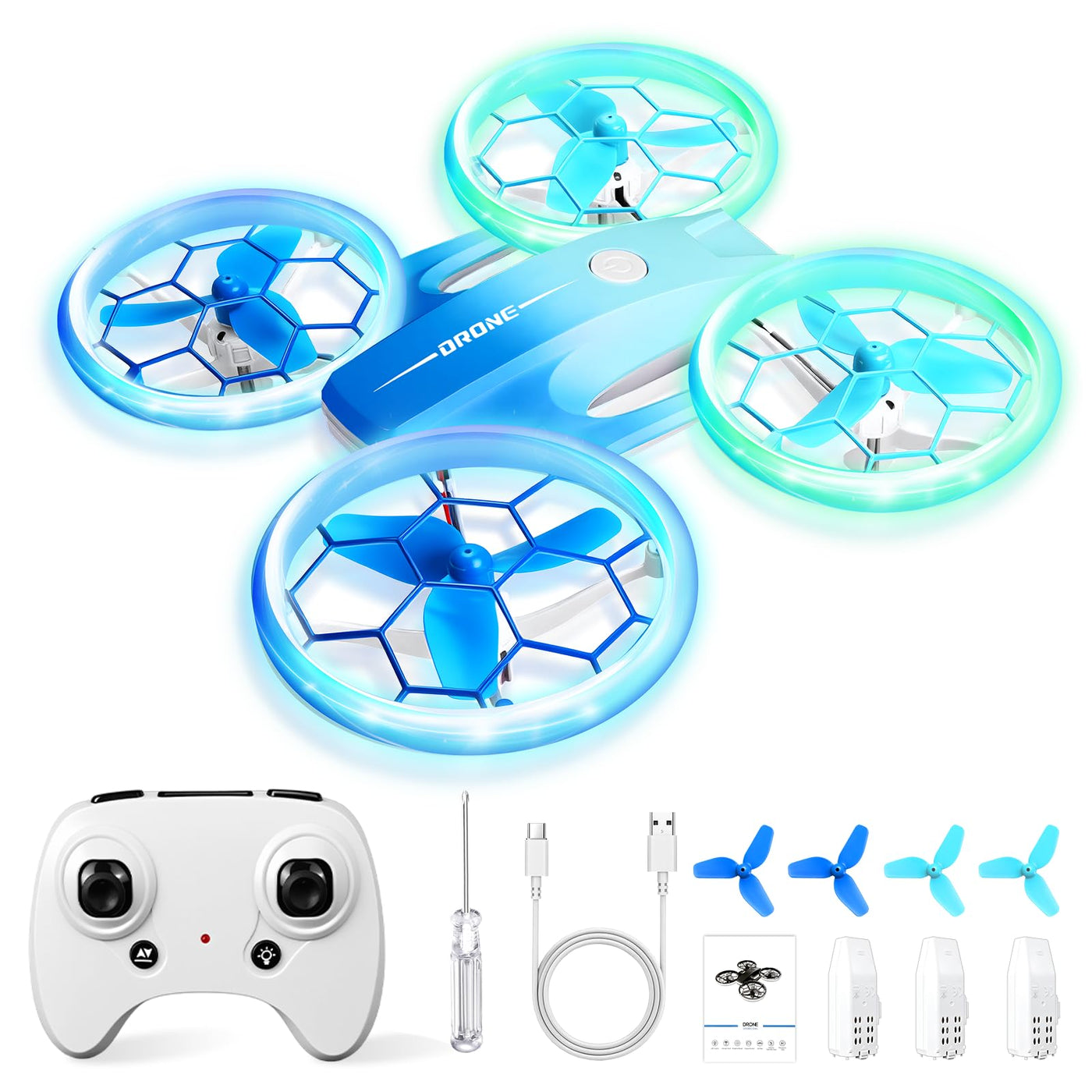 Charmofun Mini Drohne für Kinder, Drone kinder mit 360° Flips, Indoor Outdoor RC Drone mit 4 LED-Licht, 3 Akku, RC Flugzeug Quadrocopter Geschenke für Jungen ab 6 + Jahre und Anfänger