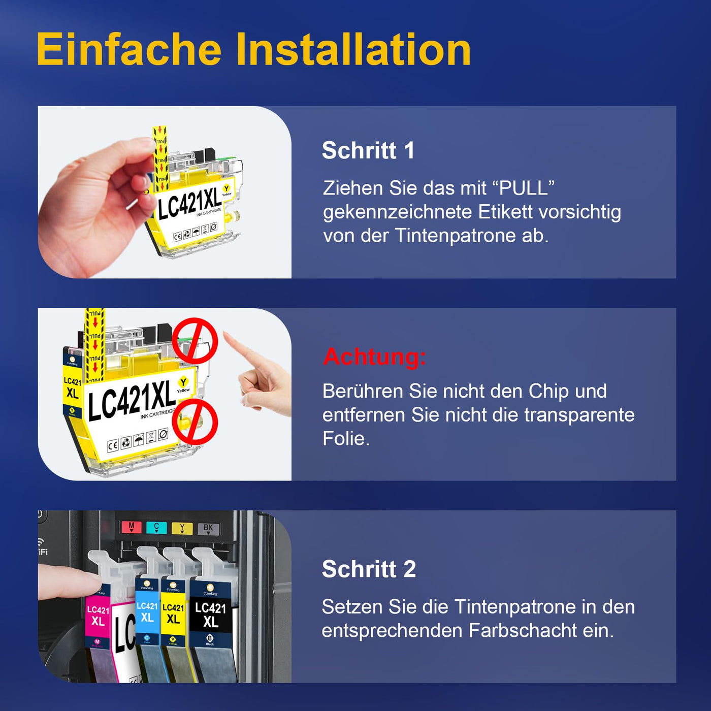ColorKing LC421XL LC-421XLVAL Tintenpatronen Kompatibel für Brother LC421 XL LC 421 LC-421VAL Multipack für Brother DCP-J1050DW Patronen DCP-J1140DW MFC-J1010DW DCP-J1800DW DCP J1050DW Druckerpatronen