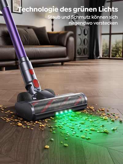 SMOTURE Akku Staubsauger, 550W 45KPA 60 Min. Laufzeit Selbststehender Staubsauger für Zuhause, Staubsauger Kabellos mit Wandmontierte Ladestation,Automatikmodus,Abnehmbare Akku,Touchscreen