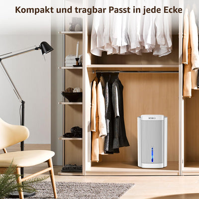 Luftentfeuchter, Luftentfeuchter Elektrisch, 1,1 l/T (2,5 l), Raumentfeuchter unter 30 dB für 30m² Wohnung Badezimmer, Keller, mit Automatischer Abschaltung und Abtauen, Farbiges Nachtlicht (Weiß)