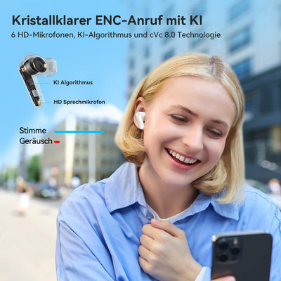EarFun Air Pro 4 Bluetooth Kopfhörer mit Adaptive Hybride Geräuschunterdrückung, aptX Lossless, Hi-Res Audio, LDAC, 6 Mikrofone cVc 8.0 KI Anrufe, 52H Akku, Multipoint, Bluetooth 5.4, In-Ear Detection