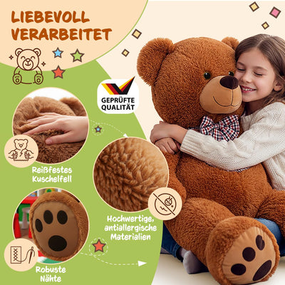 monzana® Teddybär L - XXXL 50-175cm Weiches Fell Schleife Tatzendruck Geschenk Plüschtier Kuscheltier Stofftier Riesen Teddy Bär