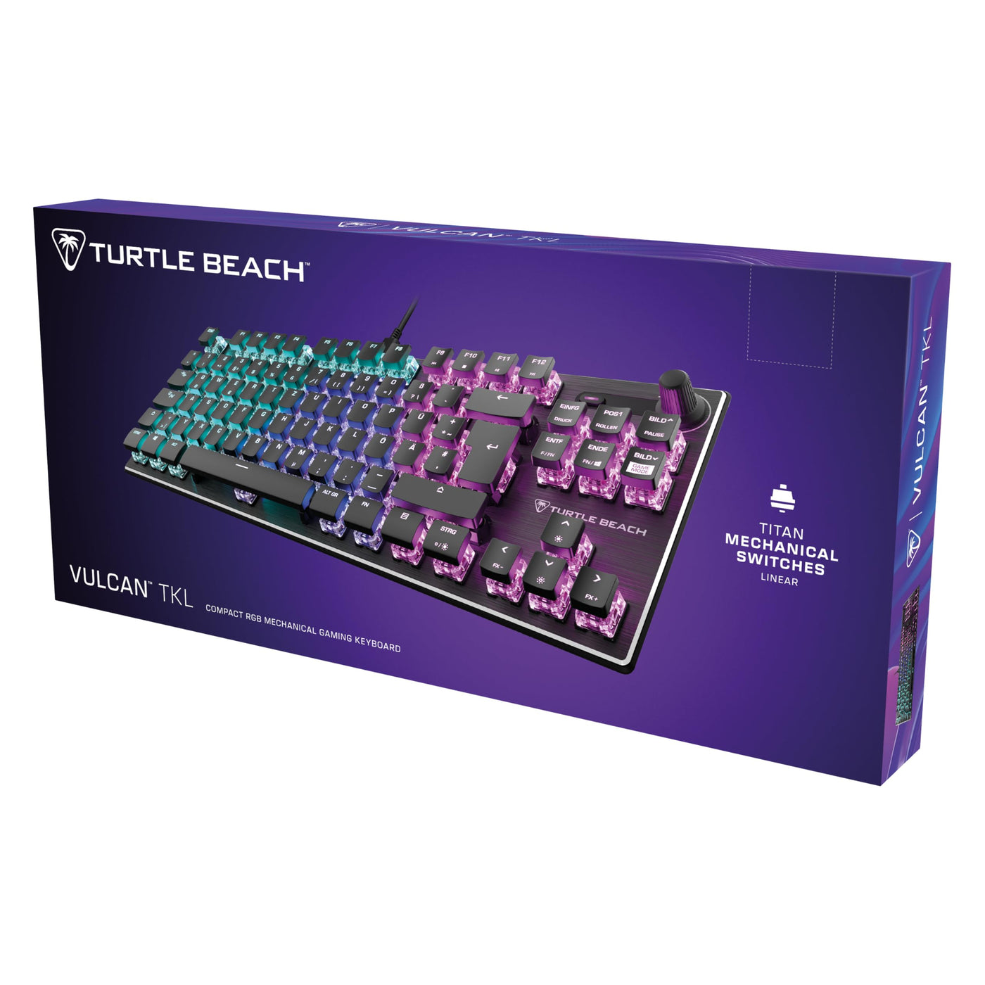 Turtle Beach Vulcan TKL – mechanische Titan Switch PC-Gaming-Tastatur mit AIMO RGB-Beleuchtung und eloxierter Aluminium-Abdeckplatte