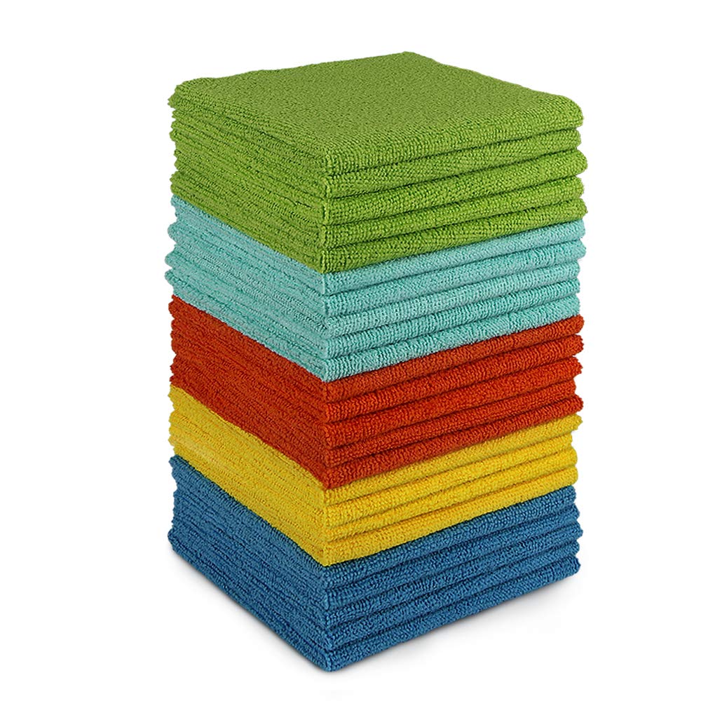 AIDEA Mikrofasertuch 24 Stück, multifunktionale Wiederverwendbare Reinigungstücher, fusselfrei, streifenfrei, waschbares Staubtuch für Haus, Küche, Auto, Motorrad, Fenster, 30 x 30 cm