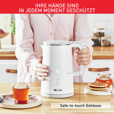 Tefal KO6931 Sense Wasserkocher | 1,5 L Kapazität | Digitalanzeige | 5 Temperaturstufen | 360°-Sockel | Wasserstandsanzeige | herausnehmbarer Kalkfilter | 30 Minuten Warmhaltefunktion| 1800W | weiß