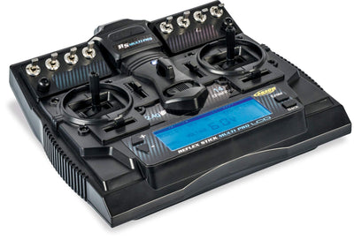 Carson 500501004 FS Reflex Stick Multi PRO LCD 2.4 GHz – 14-Kanal-Fernsteueranlage, Fernbedienung mit Empfänger für Modellbau-Fahrzeuge wie RC Autos und Schiffe