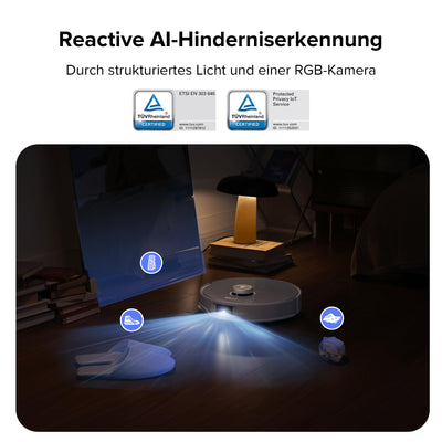 roborock Qrevo Curv Saugroboter mit Wischfunktion&Hebarem Wischmopp, Dual Anti-Tangle-System, AdaptiLift™ Chassis, 18.500Pa, 75℃ Heißwasser-Moppwäsche, Intelligente Schmutzerkennung&Sprachassistent