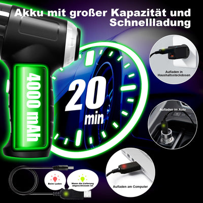 Jingyunali Tragbarer Handstaubsauger - Kabelloser Staubsauger mit 8000PA Saugkraft für Autos, Haus, Haustiere und Enge Räume