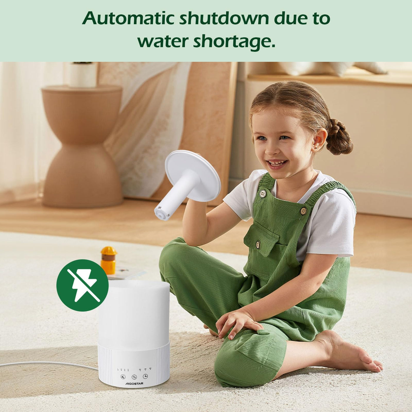 Aigostar Luftbefeuchter für Schlafzimmer, 2,5L Tank, individuelle Luftfeuchtigkeit, 25 Stunden Laufzeit, Öldiffusor, leise Ultraschall-Luftbefeuchter, 7 Farblichter