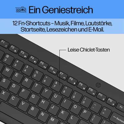 HP 330 Wireless Maus & Tastatur, QWERTZ, USB-A Dongle, 2,4-GHz Kabellos, 1600 DPI, Schwarz