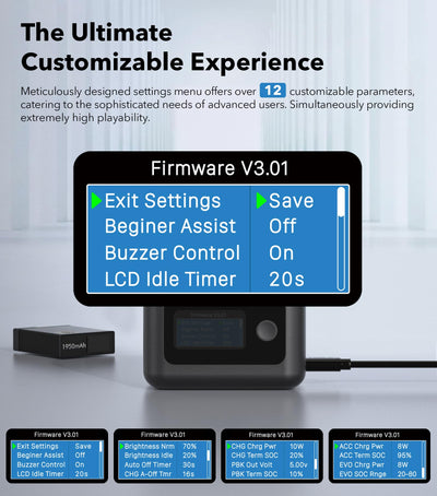 Smart Schnelllade-Hub, für DJI Osmo 360 Akku-Ladegerät, 30W LCD-Anzeige Akku-ladegehäuse Zubehör mit Kabel für Action 5 Pro/4/3 Batterie SOC Intelligente Zweiwegladestation (Für DJI)