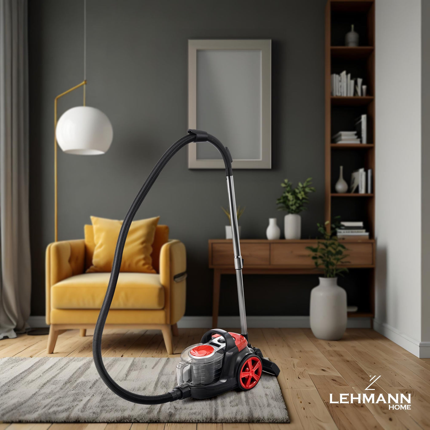 LEHMANN Zyklon Staubsauger ohne Beutel 4000 Watt, Hoher Saugkraft, HEPA Filter für Allergiker, 2,5 L Staubbehälter, Satz von Staubsaugerdüsen und Turbobürste, Kompakt und Leicht