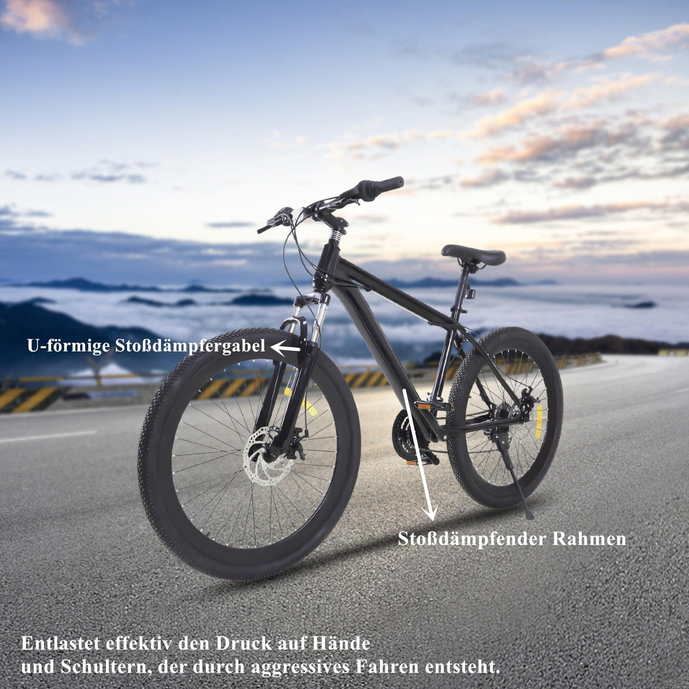 Chynalys Mountainbike 26 Zoll Premium Mountainbike 21 Gang Schaltung, Doppelscheibenbremse Fahrrad Herren Bike für alle Arten von Straßen, MTB Fahrrad für Mädchen Jungen Herren und Damen.