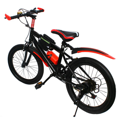Lightakai Kinderfahrrad 20 Zoll, Mountainbike 6 Gang MTB Bike, Hartstahl Fahrrad Mit Doppelscheibenbremse für Mädchen Jungen (Rot)