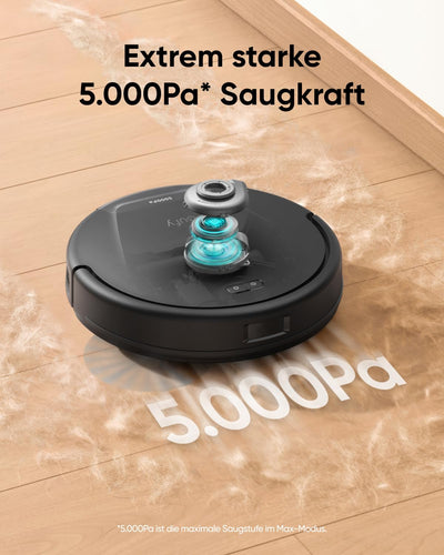 eufy L60 Saugroboter mit Absaugstation und Wischfunktion, 5.000Pa Saugkraft, Anti-Haar-Verwicklung, Absaugstation 60 Tage ohne Leeren, iPath-Laser-Navigation, für Hartböden