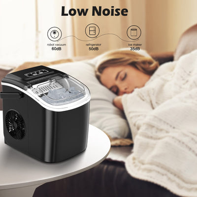 Ice Maker Cube Maschine Eiswurfelmachine Eiswürfel Arbeitsplatte In 6 Minuten fertig 2L mit Eisschaufel und Korb LED-Anzeige Für Home Bar Schwarz