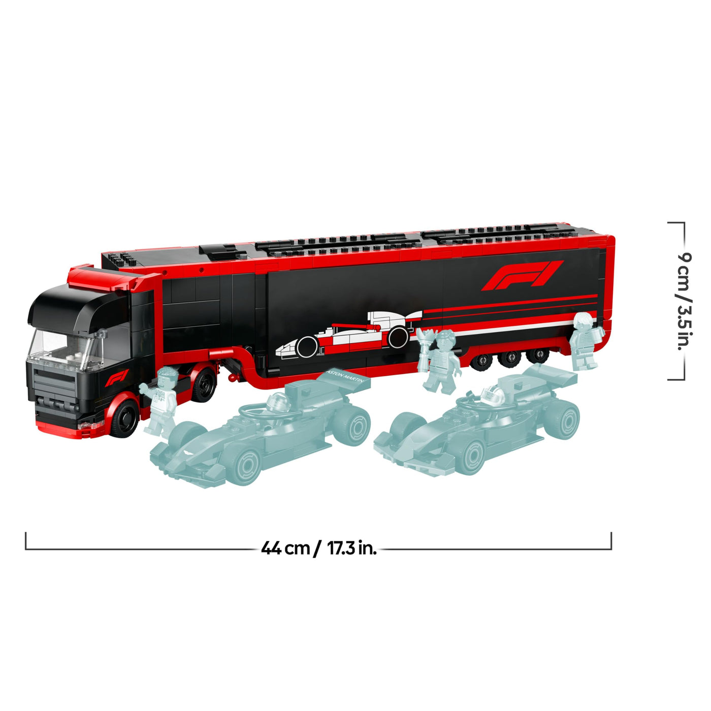 LEGO City F1 Transporter mit RB20 & AMR24 F1 Rennautos - Spielzeug Autotransporter für Red Bull & Aston Martin Formel 1 Teams - Inkl. 5 Minifiguren - Geschenk für Jungen & Mädchen ab 8 Jahren 60445