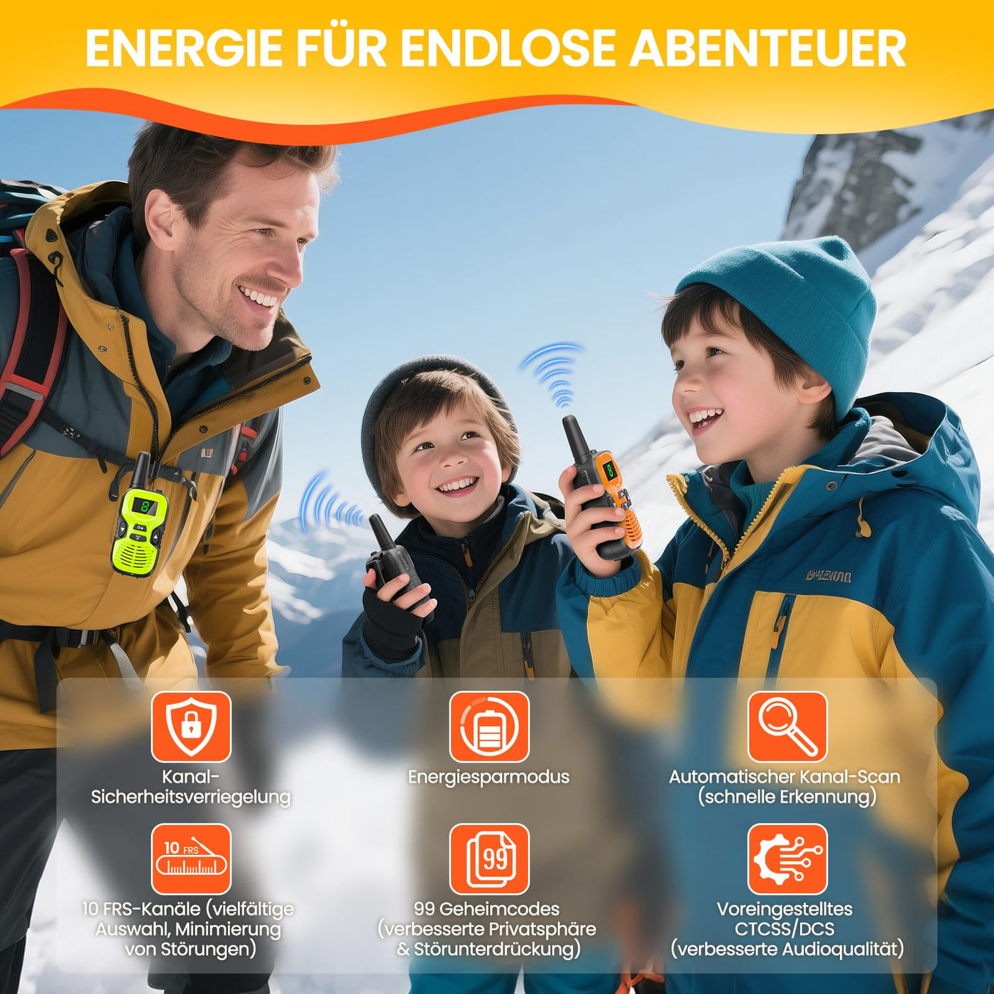 Walkie Talkie Kinder - Funkgerät Kinder Aufladbare,Spielzeug für 3-12 JäHrige Jungen,10 KanäLen,Hochauflösender Klangübertragung,Reichweite von 3km,Ideal für Outdoor-Abenteuer,Camping Und Wanderungen