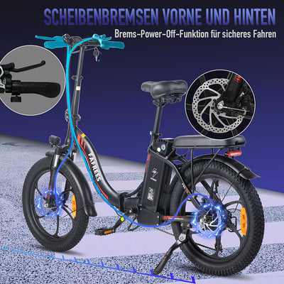 Fafrees F20 E-Bike Klapprad 20 Zoll Elektrofahrrad für Herren Damen 250W Motorund mit 36V 16AH abnehmbarem Akku City Bike 7S E-Mountainbike 20"*3.0 Fat Tire