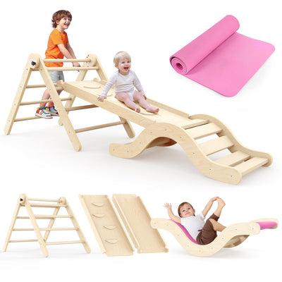 Montessori Indoor Spielset: 7-in-1 Klettergerüst mit Rutsche, Bogen & Matte für Kleinkinder und Kinder (1-3 Jahre)