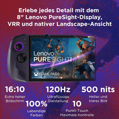 Lenovo Legion Go S Gaming Konsole | 8" WUXGA Display | AMD Ryzen Z2 Go | 16GB RAM | 1TB SSD | AMD Radeon Grafik | SteamOS | Nebula Nocturne schwarz