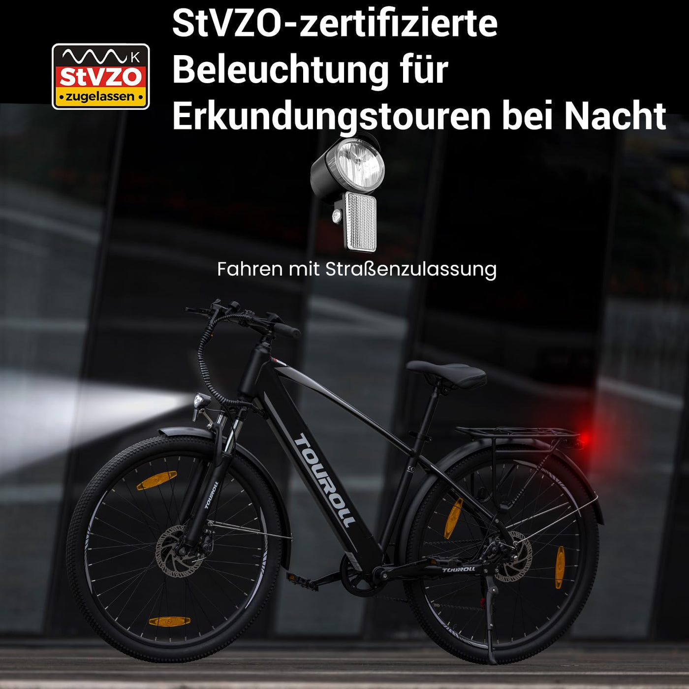 Touroll 27,5 Zoll E Bike, Elektrofahrrad E-Bike Herren Damen mit 36V 15.6Ah 561.6Wh Akku, Bis zu 100KM, 250W Motor, E-Fahrrad mit 7-Gang-Getriebe, Pedelec Citybike EBike für Trekking J1