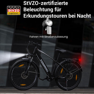 Touroll 27,5 Zoll E Bike, Elektrofahrrad E-Bike Herren Damen mit 36V 15.6Ah 561.6Wh Akku, Bis zu 100KM, 250W Motor, E-Fahrrad mit 7-Gang-Getriebe, Pedelec Citybike EBike für Trekking J1