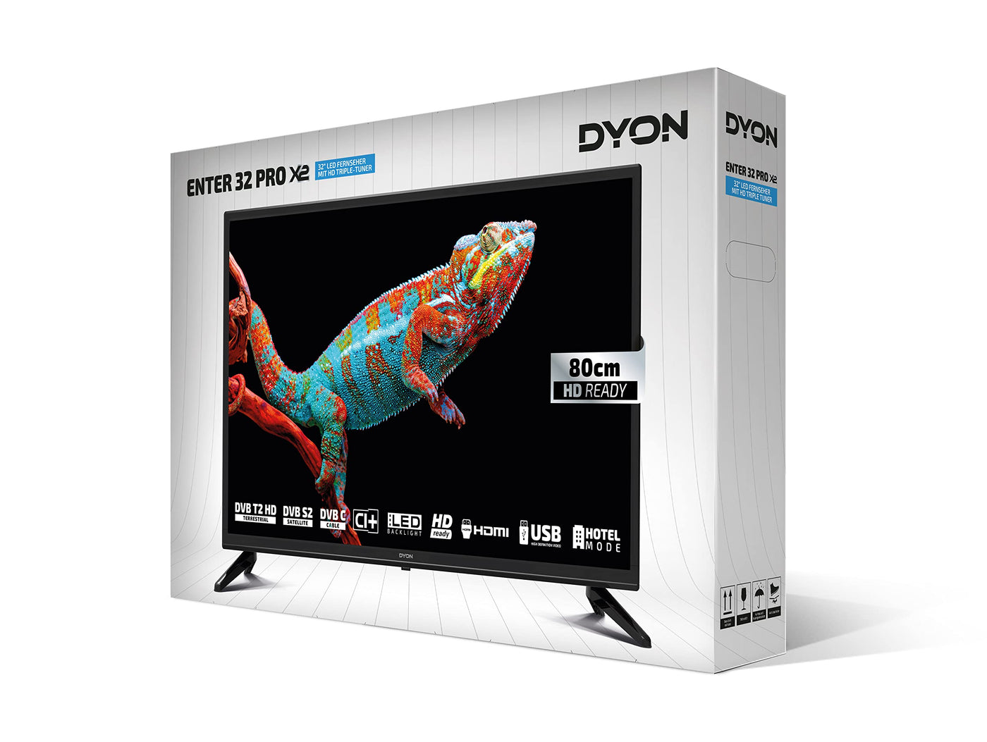 DYON Enter 32 Pro X2 80 cm (32 Zoll) Fernseher (Triple Tuner (DVB-C/-S2/-T2), Hotelmodus, USB-Media Play.) [Modelljahr 2022], Schwarz…