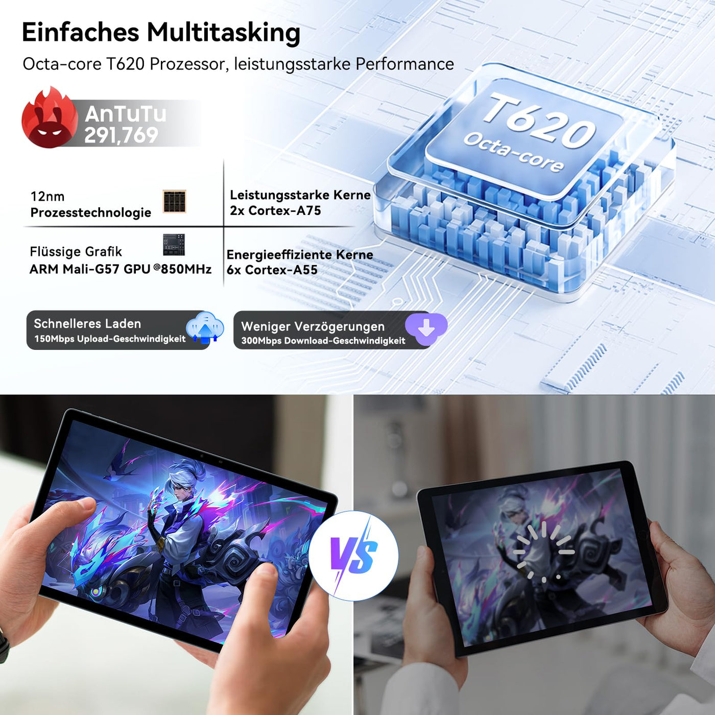 Blackview Tablet Android 15 MEGA8 13 Zoll Tablet mit 36GB RAM+256GB ROM(2TB TF), 50MP+13MP Dual Camera, Dual 4G LTE+5G WiFi 2K FHD Großes Display WideVine L1 Octa Core T620,11000 mAh Akku GPS/Face ID