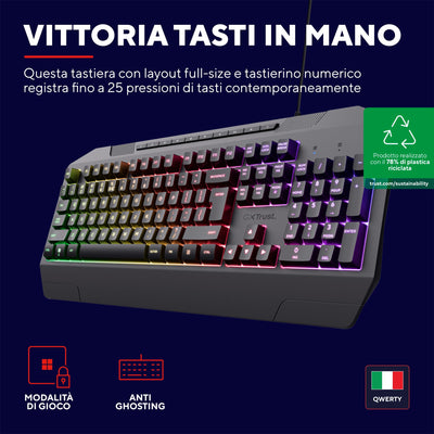 Trust Gaming GXT 836 Evocx Tastiera Gaming Layout Italiano QWERTY