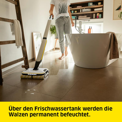 Kärcher Hartbodenreiniger FC 7 Cordless Extra, kabelloser Bodenreiniger mit 4 rotierenden Mikrofaserwalzen, Akkulaufzeit: ca. 45 min, Flächenleistung pro Akkuladung: ca. 135 m², exklusiv bei Amazon