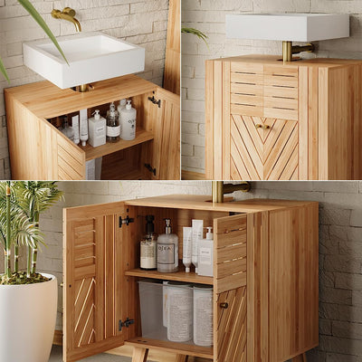 Vicco Waschbeckenunterschrank Lucie, Bambus, 60 x 65 cm mit 2 Türen